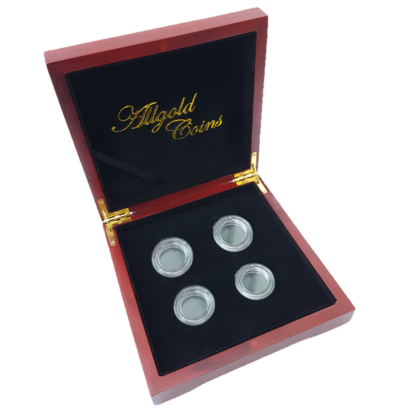 Luxury Wooden Case with Screw Type Capsules for 4 Sovereigns