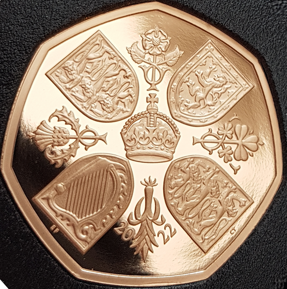 2022 King Charles III 'Queen Elizabeth II' Memorial 50p Gold Proof