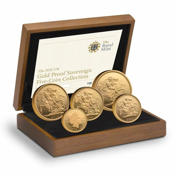 2010 Queen Elizabeth II 5 Coin Gold Sovereign Set + COA