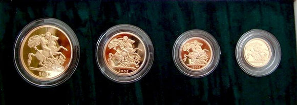 2006 Queen Elizabeth II 4 Coin Gold Sovereign Set + COA