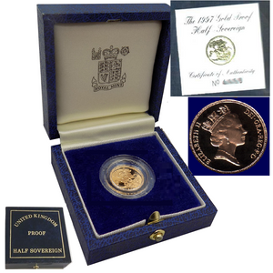 1997 Queen Elizabeth II Proof Gold Half Sovereign + Capsulated / Case / COA