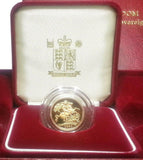 1991 Queen Elizabeth II Proof Gold Half Sovereign + Capsulated / Case