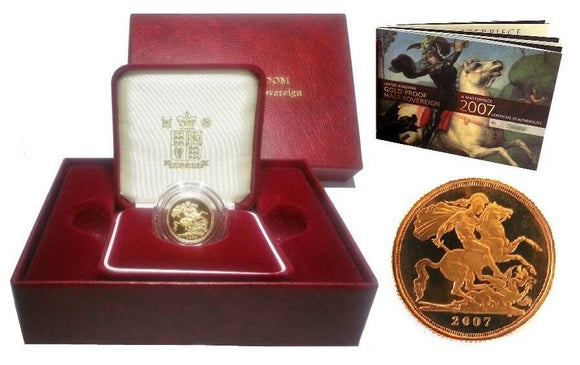 2007 Queen Elizabeth II Proof Gold Half Sovereign + Capsulated within Case / COA