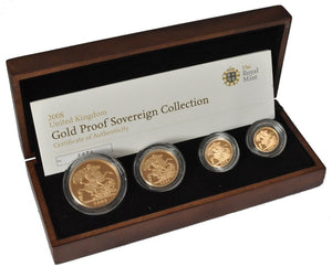 2008 Queen Elizabeth II 4 Coin Gold Sovereign Set + COA