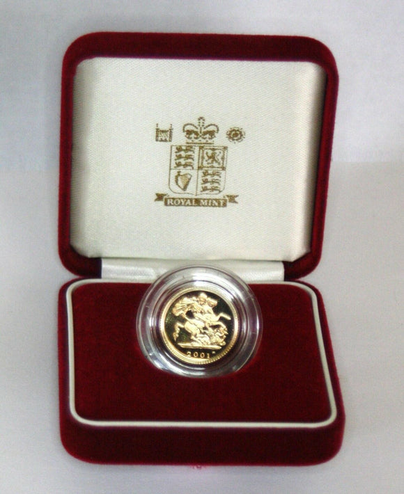 2001 Queen Elizabeth II Proof Gold Half Sovereign + Capsulated with Case / COA