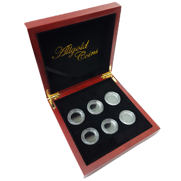 Luxury Wooden Case with Screw Type Capsules for 6 Sovereigns