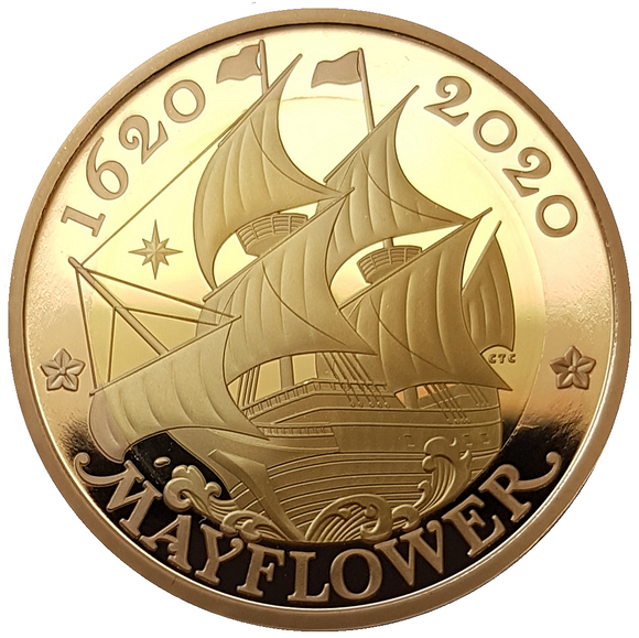 2020 Queen Elizabeth II Mayflower 2020 UK £2 Gold Proof Coin