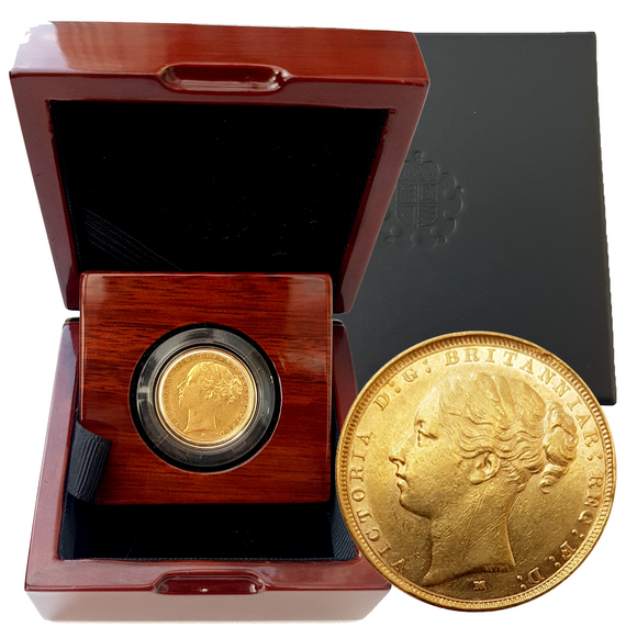 1871-1887 Queen Victoria YH Gold Sovereigns + Capsulated within Luxury Case