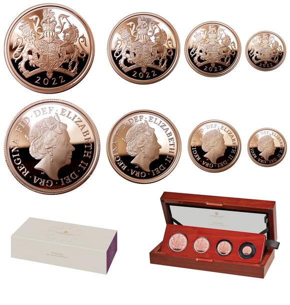 2022 Queen Elizabeth II 4 Coin 'Platinum Jubilee' Gold Proof Sovereign Set