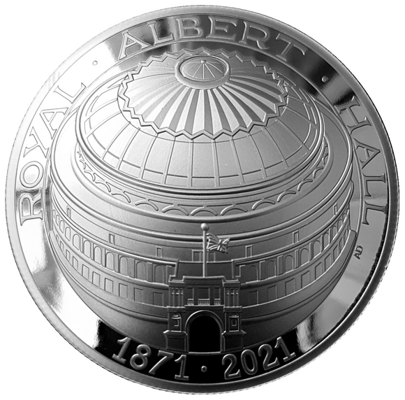 2021 Queen Elizabeth II 150th Anniversary Royal Albert Hall £5 'DOMED' Silver Proof Crown