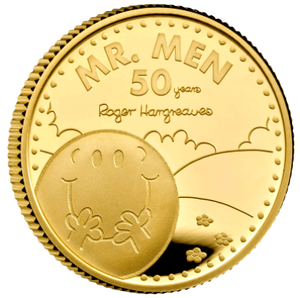 2021 Queen Elizabeth II Mr. Men Little Miss 'Mr Happy' 1/4oz - 1oz 999.9 Gold Proof Coin