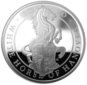 2020 Queens Beast 'White Horse of Hanover' 5oz 999 fine silver Proof Coin