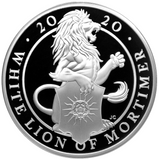 2020 Queens Beast 'The White Lion of Mortimer' 1oz 999 fine silver Proof Coin