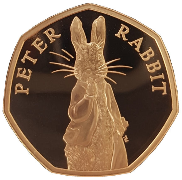 2019 Beatrix Potters Peter Rabbit Gold Proof 50P - 500 issue Limit.