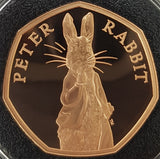 2019 Beatrix Potters Peter Rabbit Gold Proof 50P - 500 issue Limit.