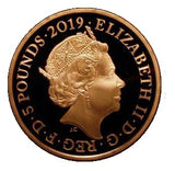 2019 Queen Elizabeth II 'The Tower Ravens' Gold Proof £5 Coin + Boxed / COA