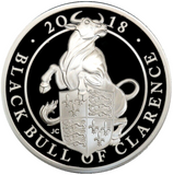 2018 Queens Beast 'Black Bull of Clarence' 5oz 999 fine silver Proof Coin